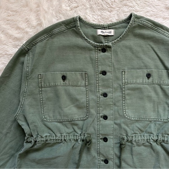 Madewell Claremont Drawstring Jacket Button Up Military Workwear Palm Tree XL - Picture 6 of 15